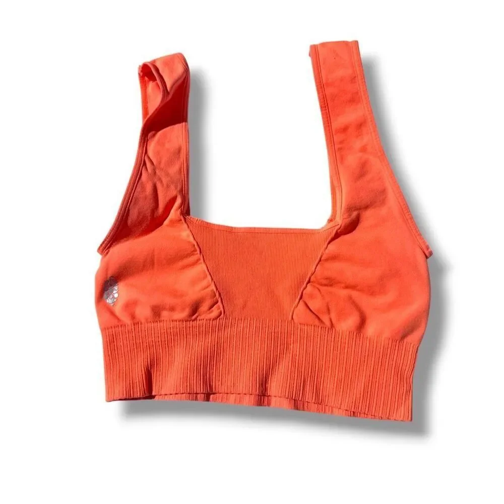 Free People Movement Good Karma Leggings & Square Neck Bra Set Neon Orange XS/S